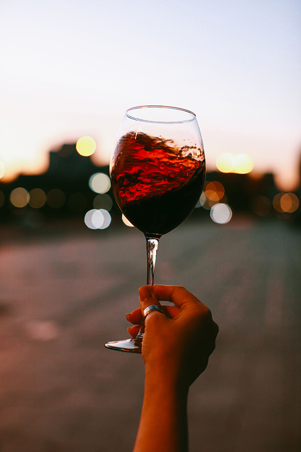 A glass of red wine